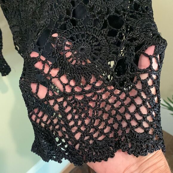 Black Crochet Sweater. With Black Camisole - Picture 4 of 6